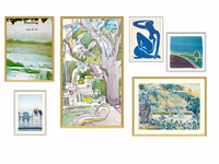 Modern Blue Escape, Gallery Wall set of 6